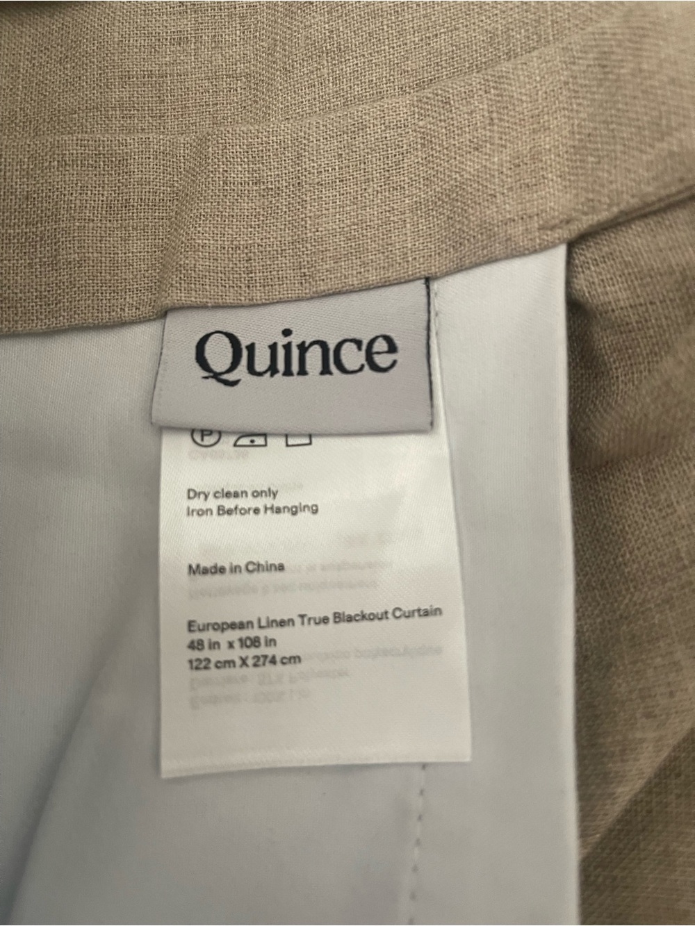 Quince 48x108 European Linen True Blackout Curtain Flax Panel - Picture 4 of 4